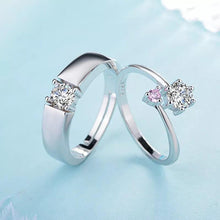 Load image into Gallery viewer, Silver Couple Rings Solitaire Ring for couples on Anniversary