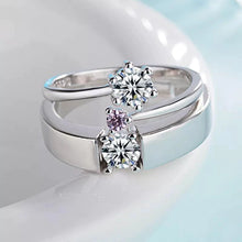 Load image into Gallery viewer, Silver Couple Rings Solitaire Ring for couples on Anniversary