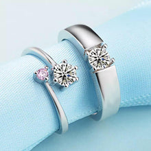 Load image into Gallery viewer, Silver Couple Rings Solitaire Ring for couples on Anniversary
